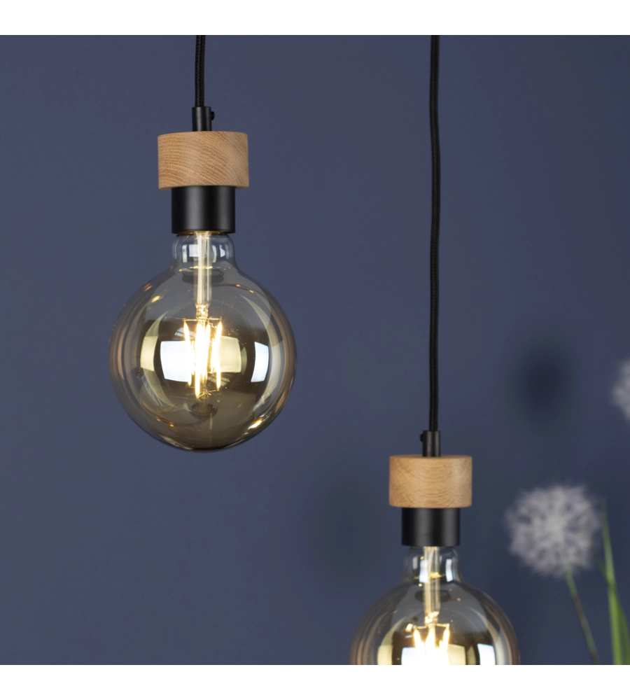 LAMPADARIO 4 LUCI "CLARTINA" METALLO E LEGNO, E27